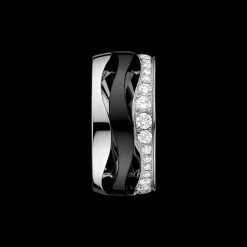 Anhänger, 18 K Weißgold, Keramik, Diamanten