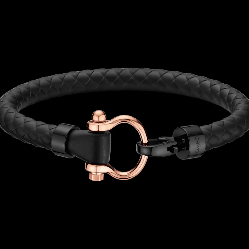 Armband, 18 K Rotgold, Kautschuk, Edelstahl