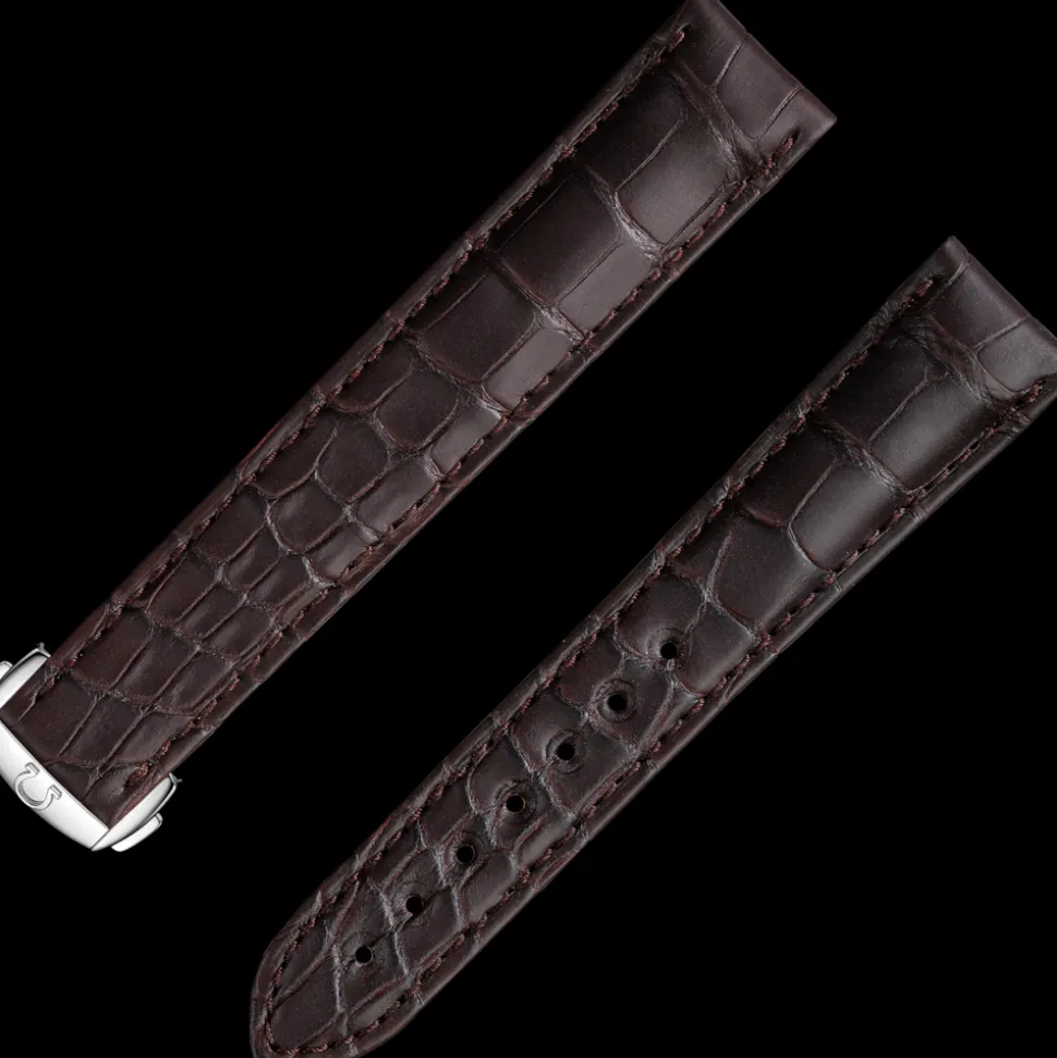 Braunes Alligatorlederarmband mit Faltschließe