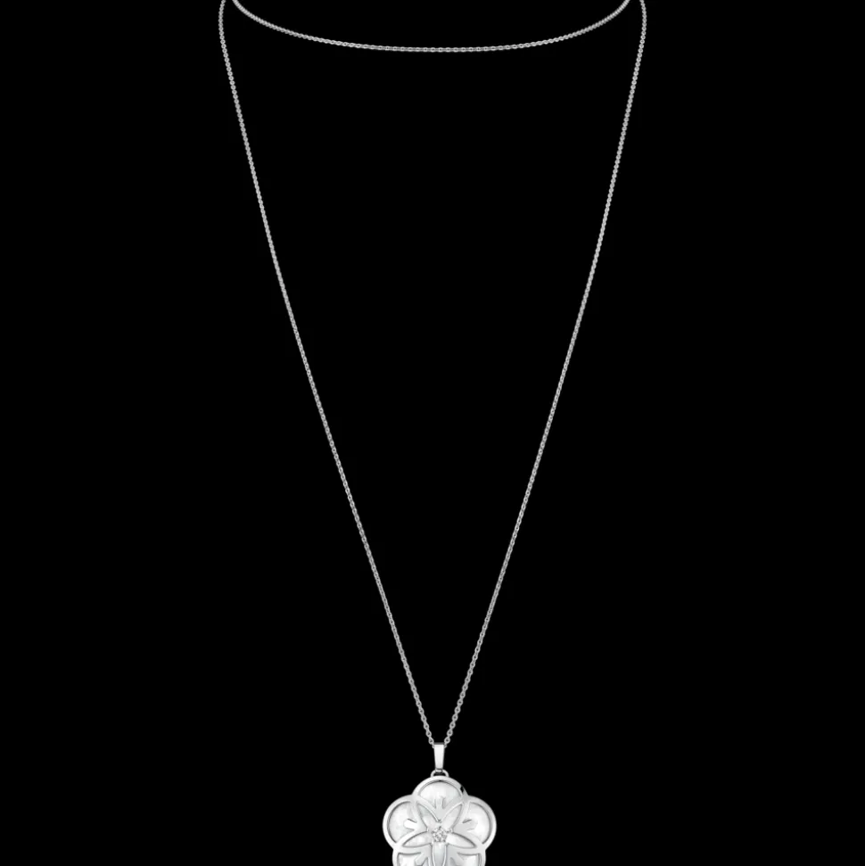 Collier, 18 K Weißgold, Diamanten, Perlmutt