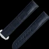 Dunkelblaues Alligatorlederarmband mit Faltschließe