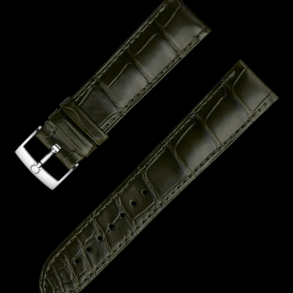 Dunkelgrünes Alligatorlederarmband mit Dornschließe