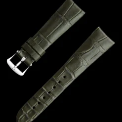 Dunkelgrünes Alligatorlederarmband mit Dornschließe