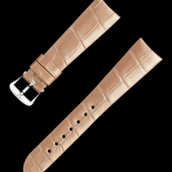 Glänzendes beigefarbenes Alligatorlederarmband mit Dornschließe