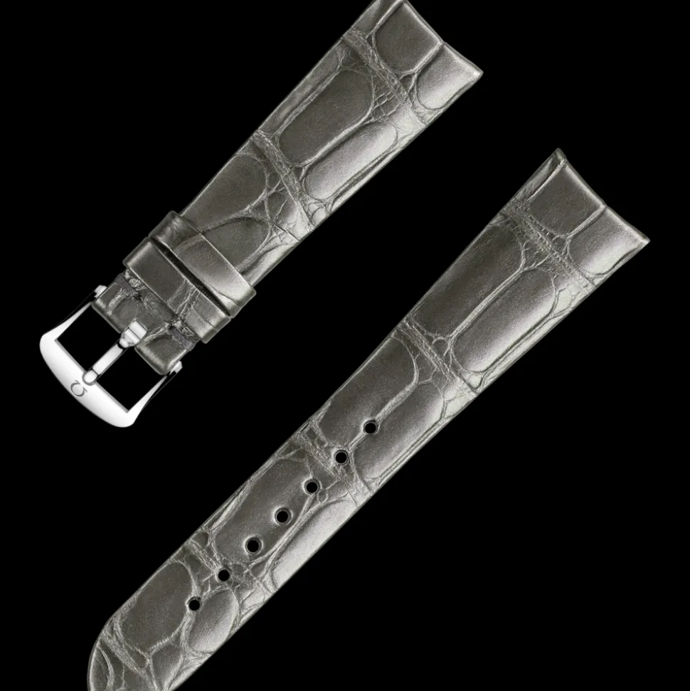 Glänzendes graues Alligatorlederarmband mit Dornschließe