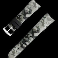 Graues Camouflage‑Lederarmband mit Dornschließe