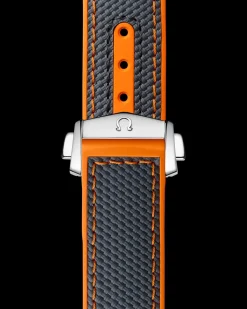 Graues Kautschukarmband mit Faltschließe für die Seamaster Planet Ocean 600M