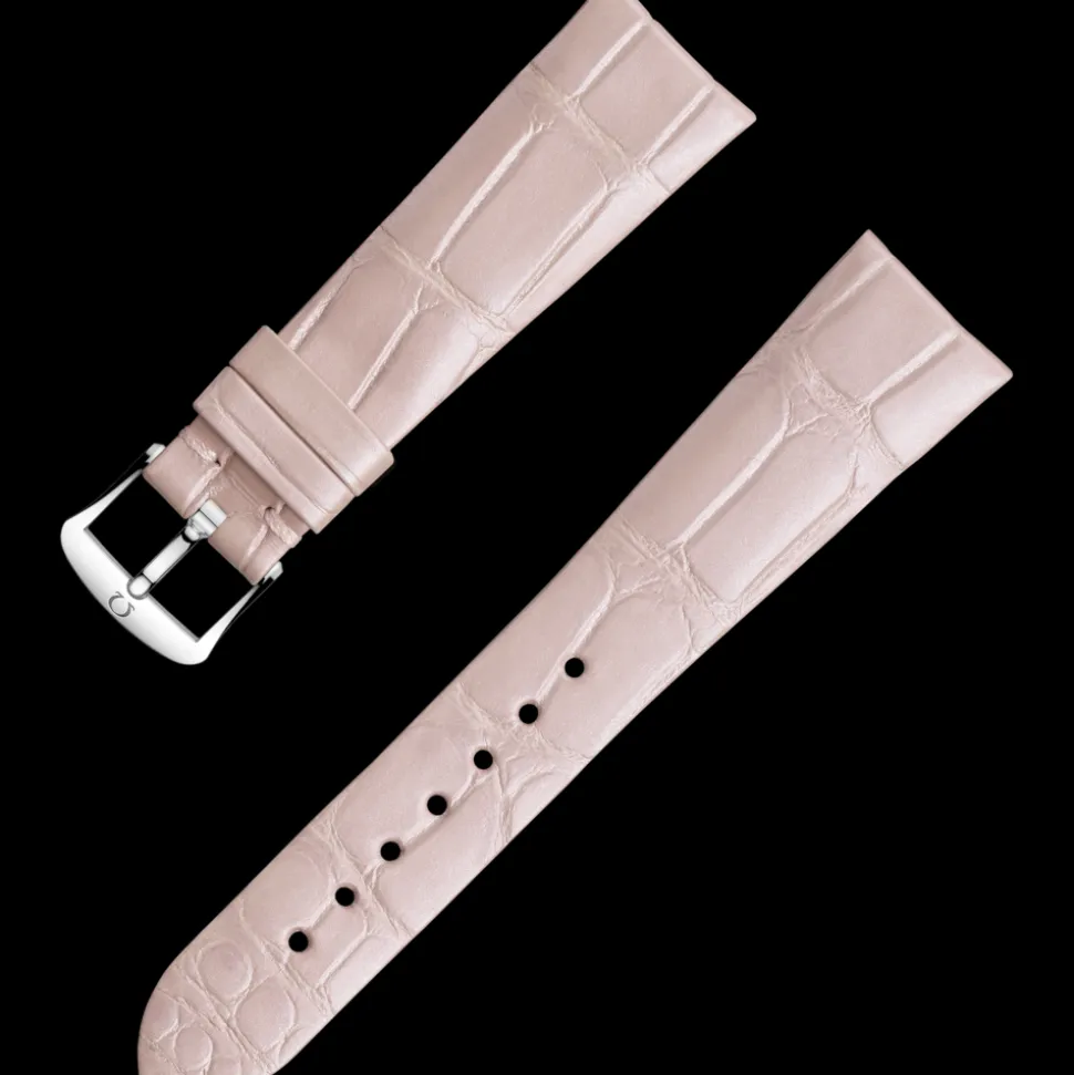 Hellrosafarbenes Alligatorlederarmband mit Dornschließe