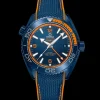 45,5 mm, Blaue Keramik mit Kautschukband