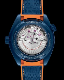 45,5 mm, Blaue Keramik mit Kautschukband