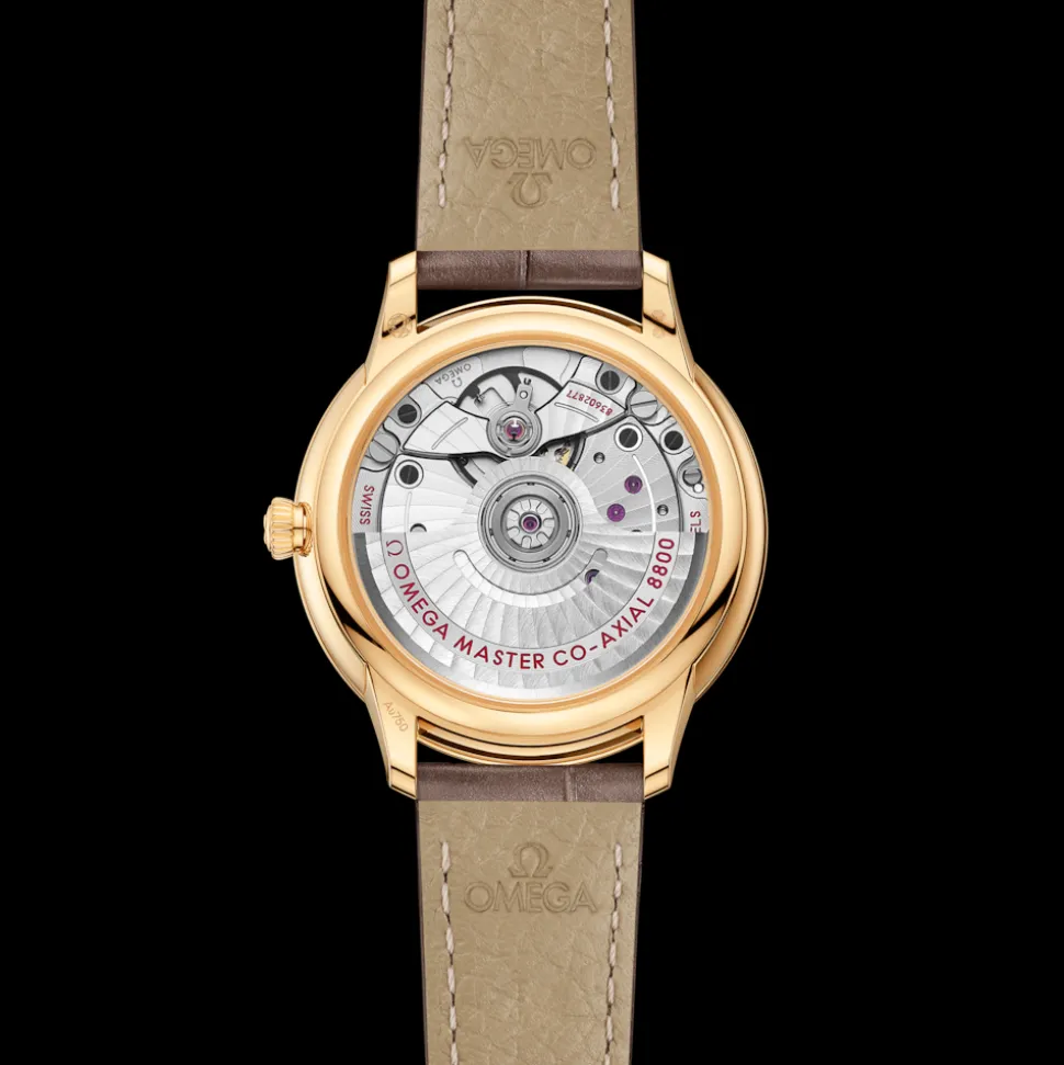 34 mm, Gelbgold mit Lederarmband