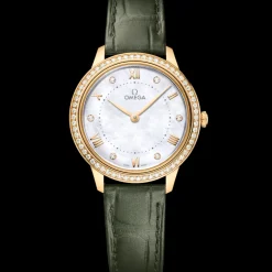 30 mm, Gelbgold mit Lederarmband