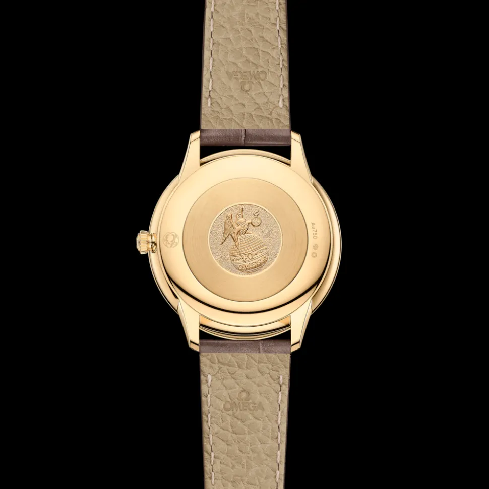 30 mm, Gelbgold mit Lederarmband