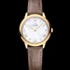 27,5 mm, Gelbgold mit Lederarmband