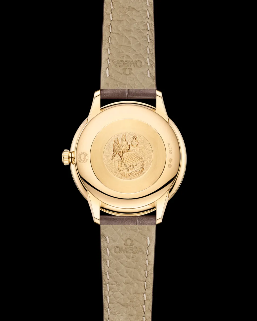 27,5 mm, Gelbgold mit Lederarmband