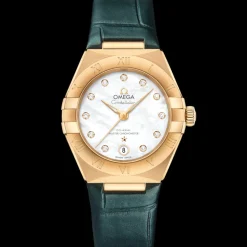 29 mm, Gelbgold mit Lederarmband