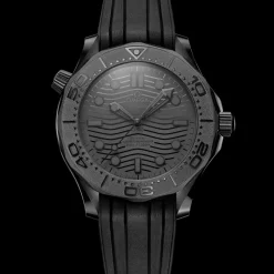 43,5 mm, Schwarze Keramik mit Kautschukband