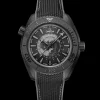 45,5 mm, Schwarze Keramik mit Kautschukband