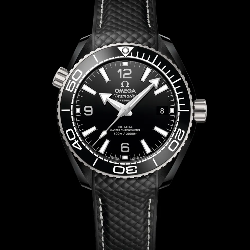 39,5 mm, Schwarze Keramik mit Kautschukband