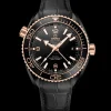 45,5 mm, Schwarze Keramik mit Lederarmband mit Innenseite aus Kautschuk