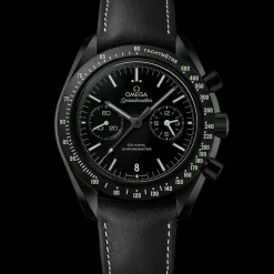44,25 mm, Schwarze Keramik mit Lederarmband