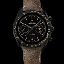 44,25 mm, Schwarze Keramik mit Lederarmband