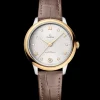 34 mm, Stahl ‑ Gelbgold mit Lederarmband