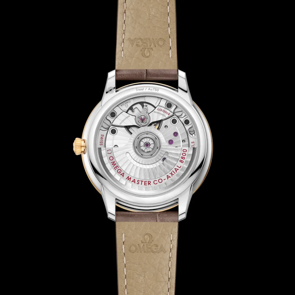 34 mm, Stahl ‑ Gelbgold mit Lederarmband