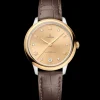 34 mm, Stahl ‑ Gelbgold mit Lederarmband