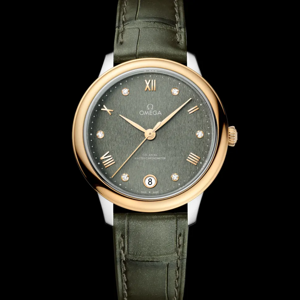 34 mm, Stahl ‑ Gelbgold mit Lederarmband