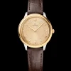 30 mm, Stahl ‑ Gelbgold mit Lederarmband