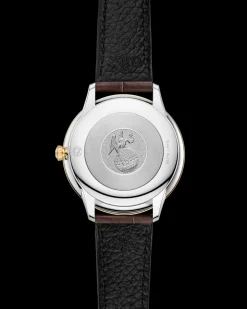 30 mm, Stahl ‑ Gelbgold mit Lederarmband