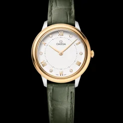 30 mm, Stahl ‑ Gelbgold mit Lederarmband