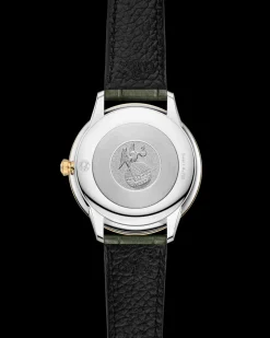 30 mm, Stahl ‑ Gelbgold mit Lederarmband