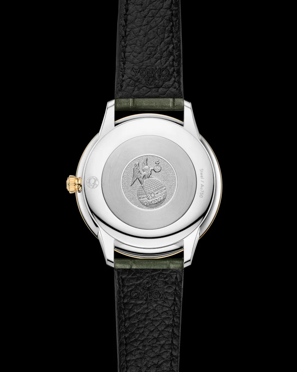 30 mm, Stahl ‑ Gelbgold mit Lederarmband