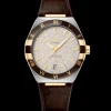 41 mm, Stahl ‑ Gelbgold mit Lederarmband