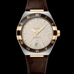 41 mm, Stahl ‑ Gelbgold mit Lederarmband