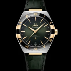 41 mm, Stahl ‑ Gelbgold mit Lederarmband