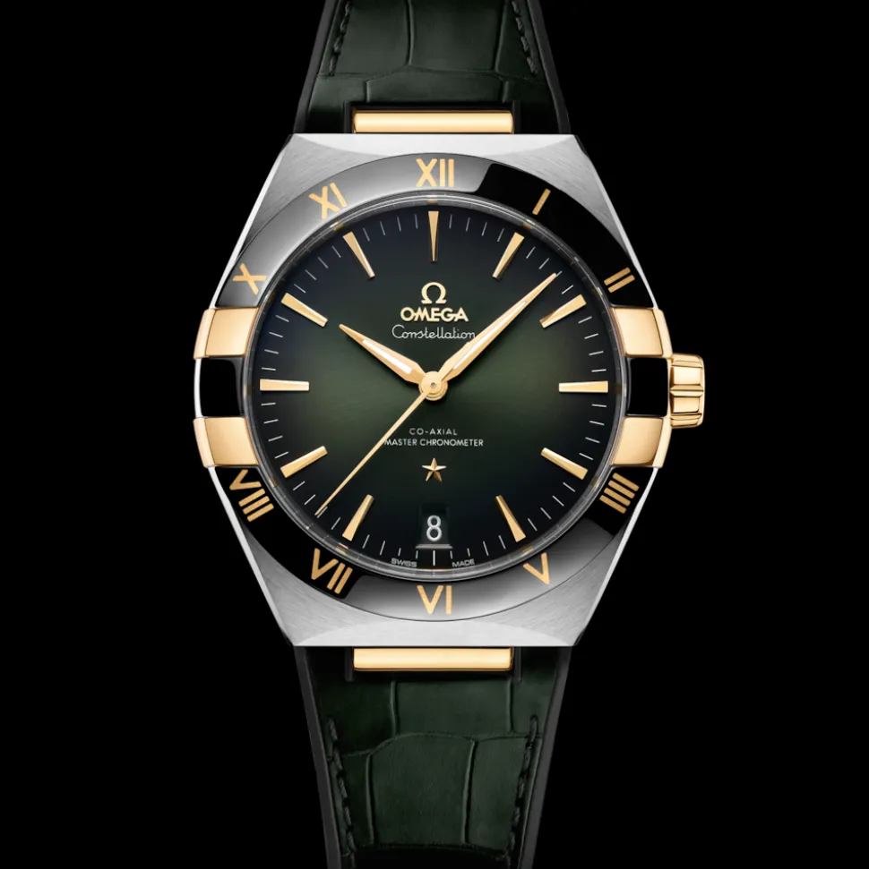 41 mm, Stahl ‑ Gelbgold mit Lederarmband
