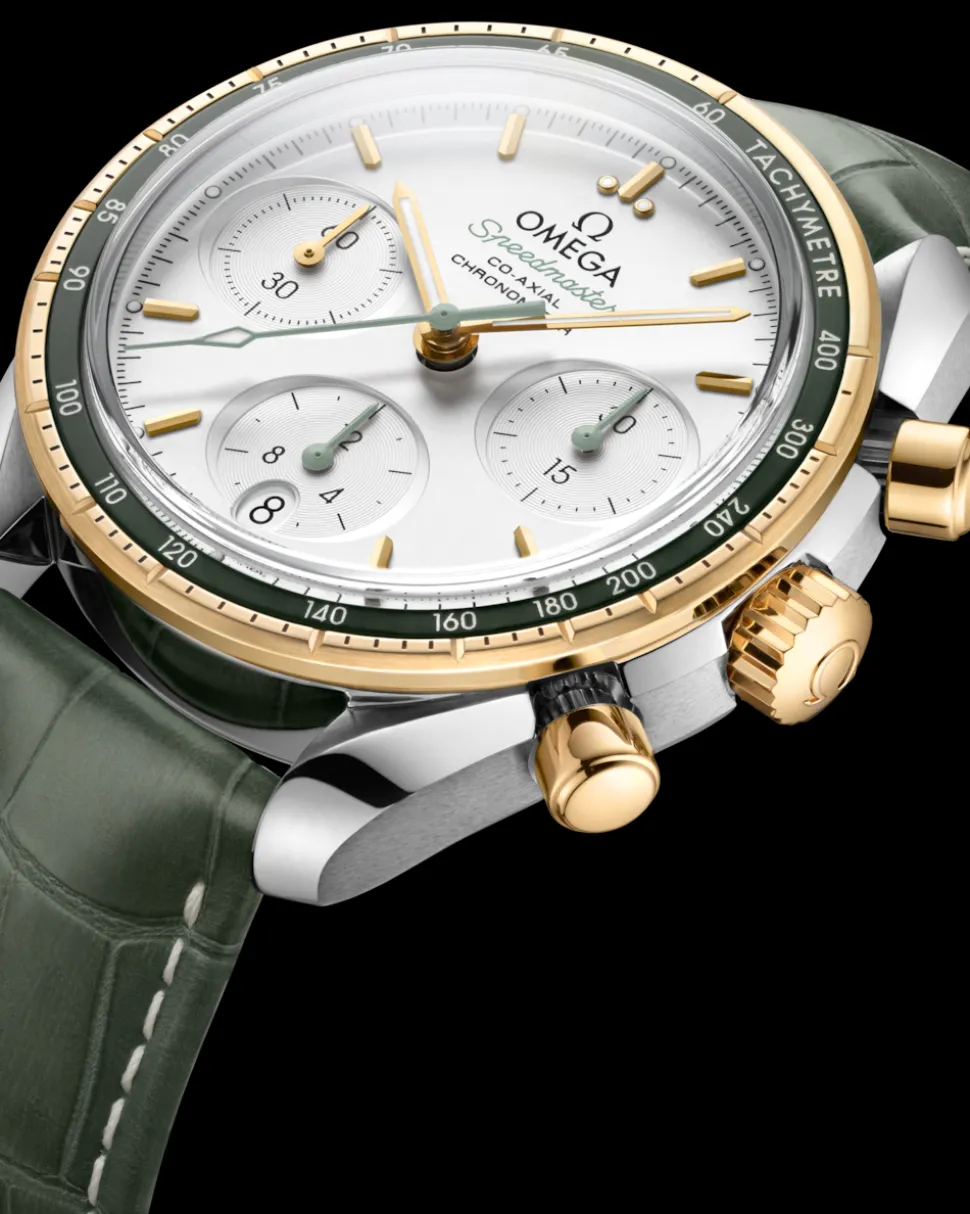 38 mm, Stahl ‑ Gelbgold mit Lederarmband