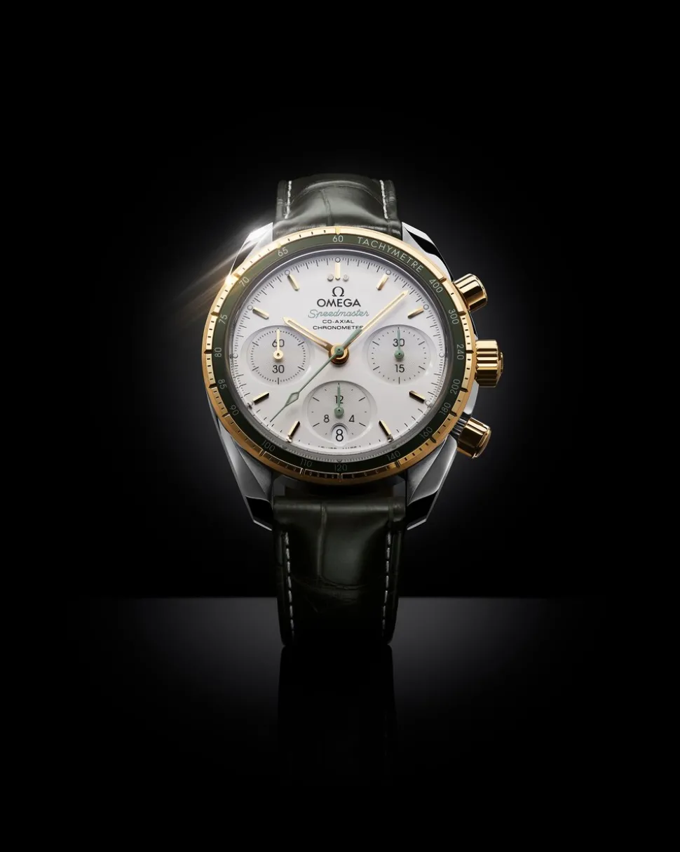 38 mm, Stahl ‑ Gelbgold mit Lederarmband