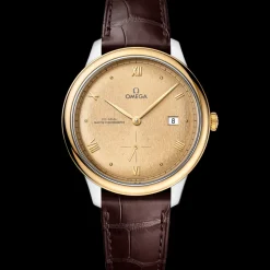 41 mm, Stahl ‑ Gelbgold mit Lederarmband