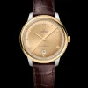 40 mm, Stahl ‑ Gelbgold mit Lederarmband