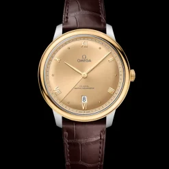 40 mm, Stahl ‑ Gelbgold mit Lederarmband