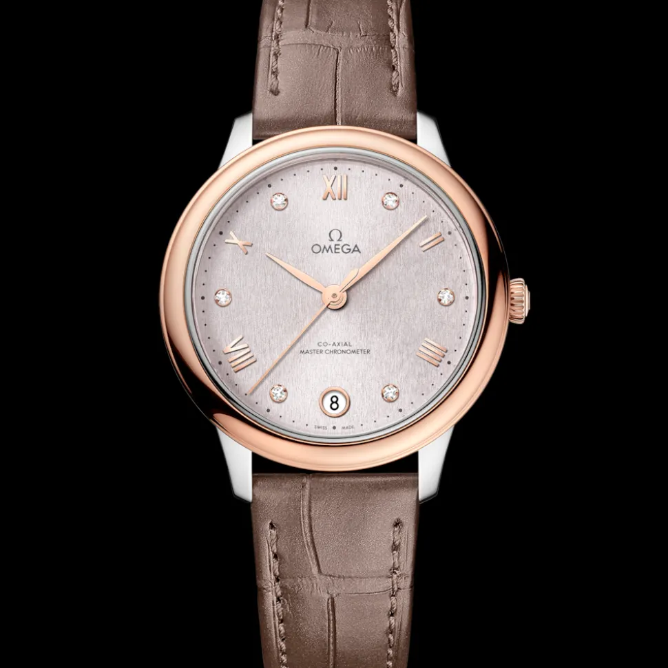 34 mm, Stahl ‑ Sedna™‑Gold mit Lederarmband