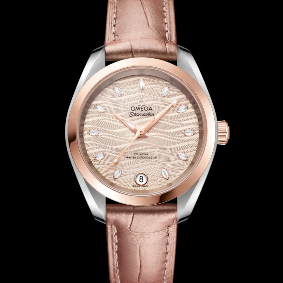 34 mm, Stahl ‑ Sedna™‑Gold mit Lederarmband