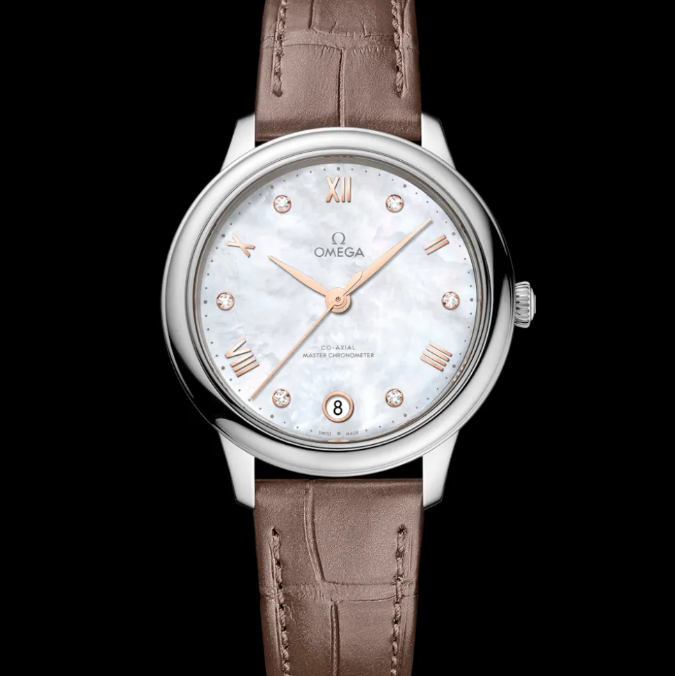 34 mm, Stahl mit Lederarmband