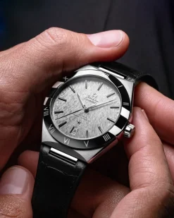 41 mm, Stahl mit Lederarmband
