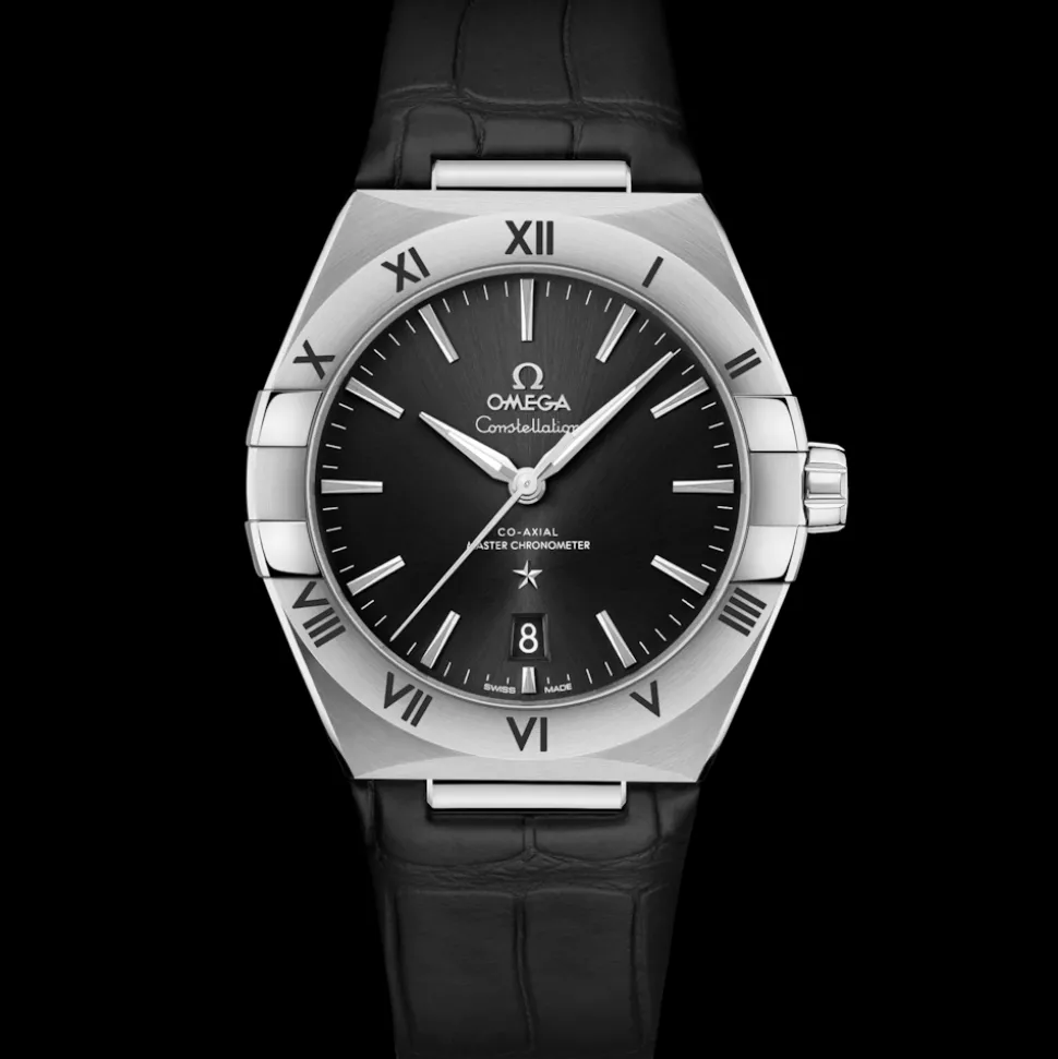 39 mm, Stahl mit Lederarmband