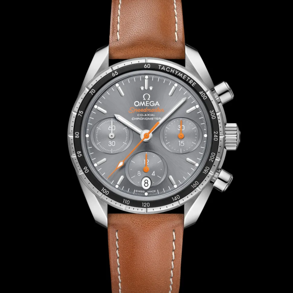 38 mm, Stahl mit Lederarmband